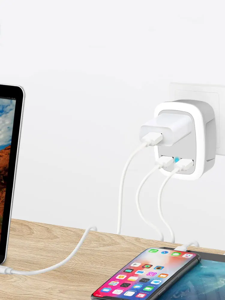 

Plug Adapter US To UK Travel 100-250V Max AC 10A With Dual USB Ports LED Indicator Wall Socket High Quality Home Adapter