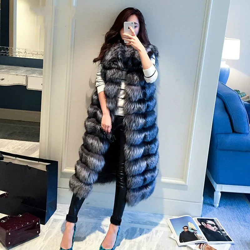 2019 осенне зимний Высококачественный меховой жилет из искусственного лисьего
