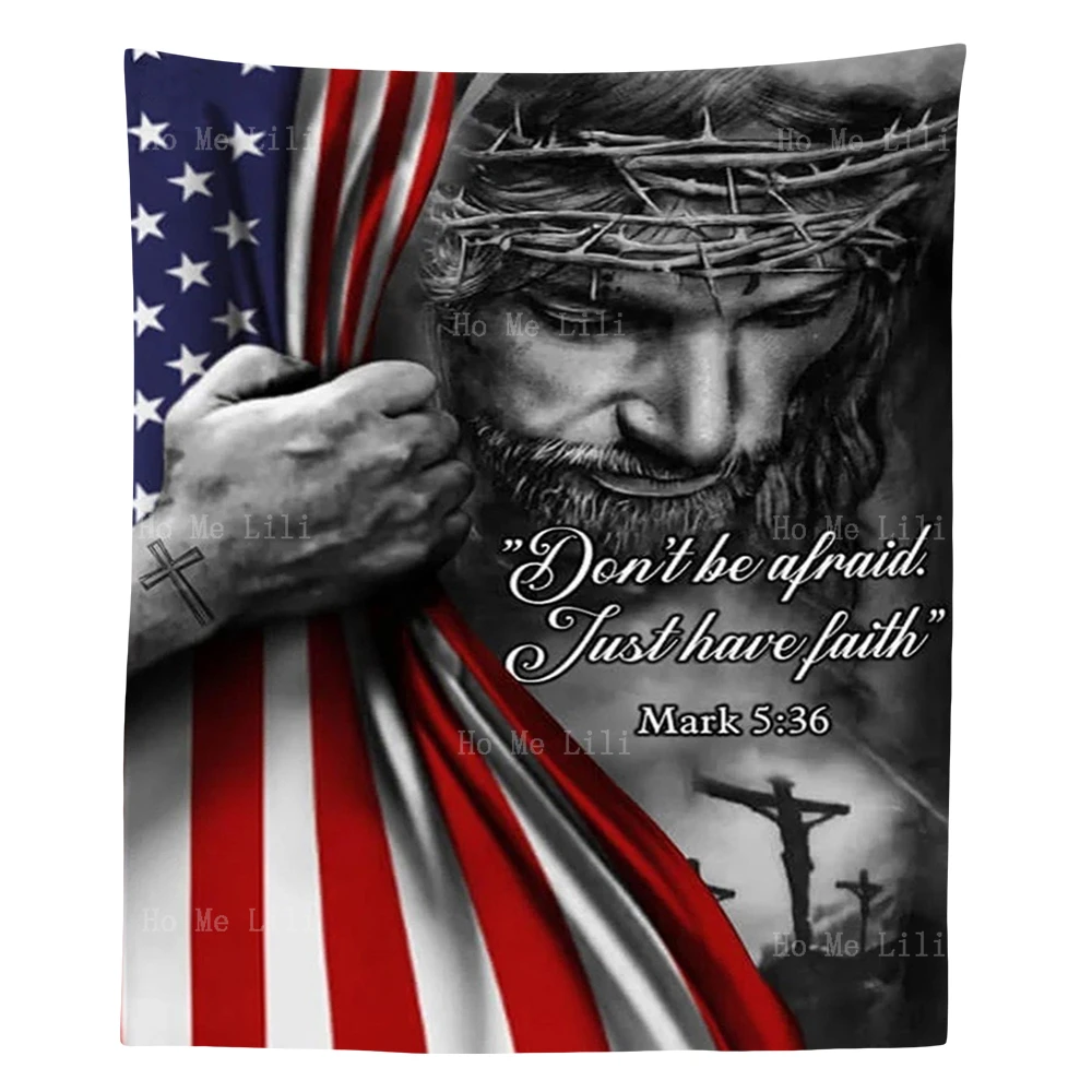 

Christ Image Crown Of Thorns Jesus Poster Don't Be Afraid Just Have Faith Flag By Ho Me Lili Tapestry Home Decoration