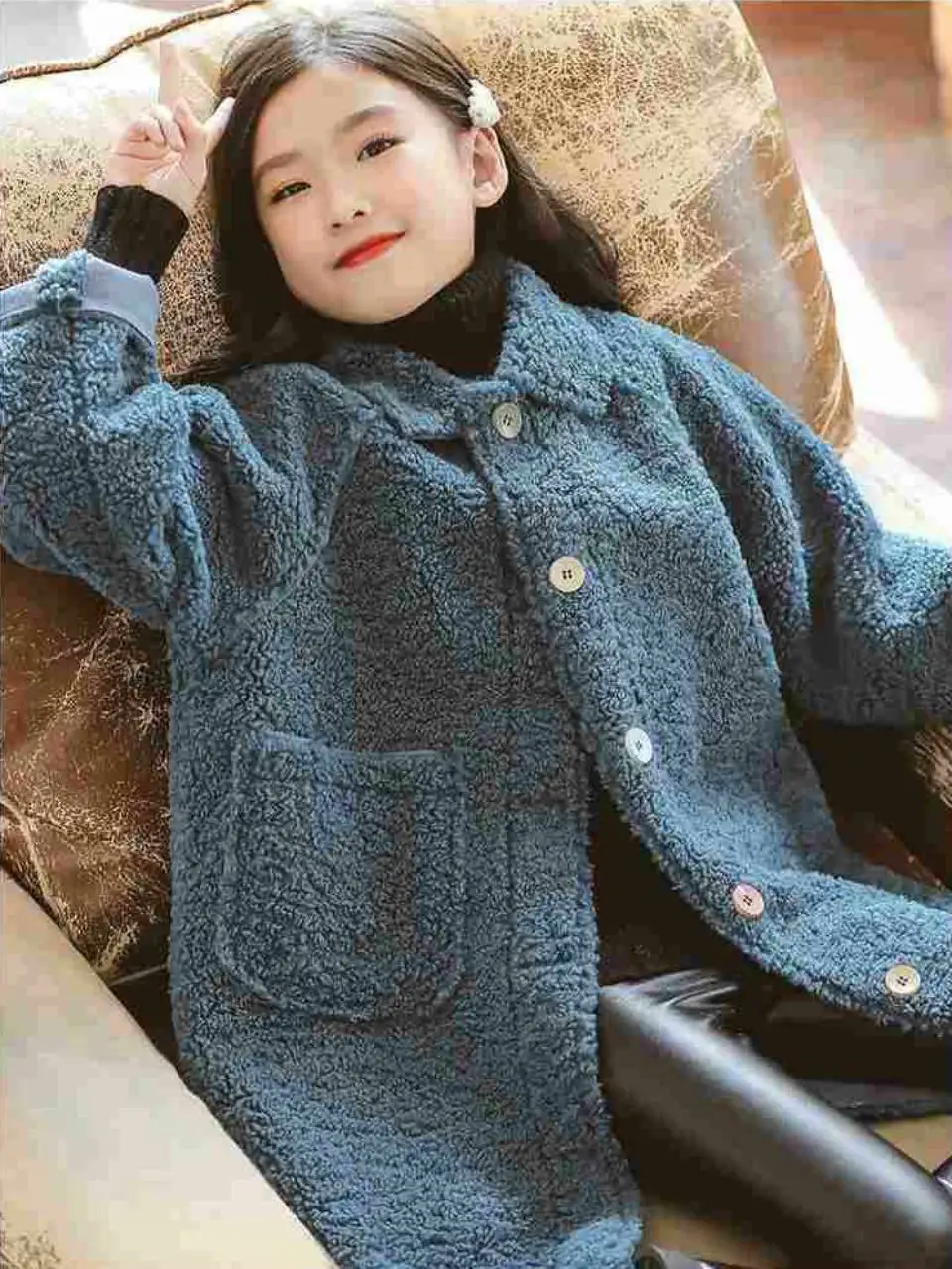 Solid Color Autumn&Winter Girls Coats Cute Fashion Long Sleeve Thick Children Outerwear Kids Girl Jackets Long Girl Winter Coat - Цвет: 004
