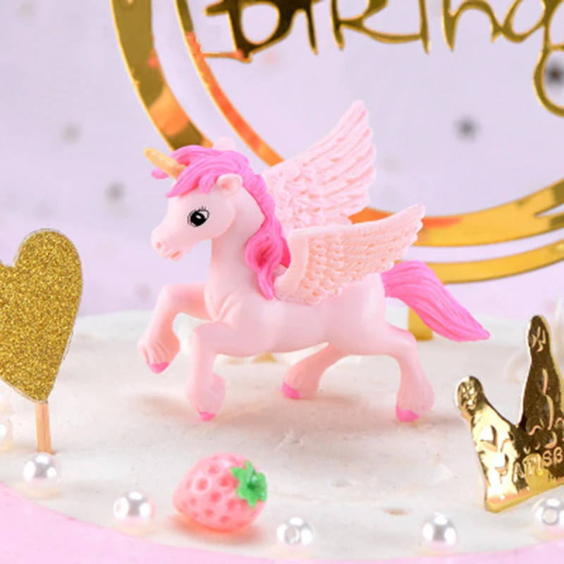 Миниатюрный 2 шт Lover Pony Pegasus Единорог пластиковый ремесленный Декор Аксессуары