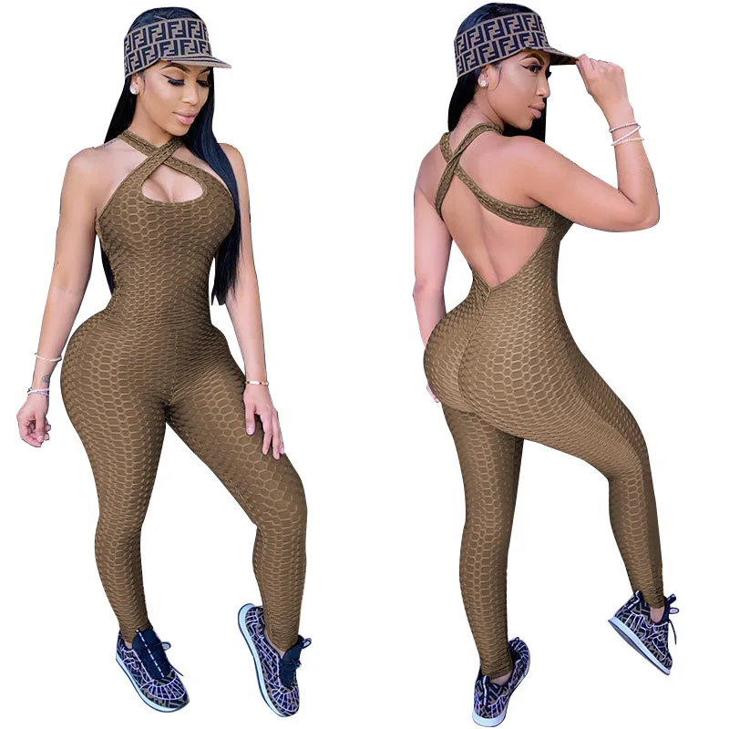 

Girls Sexy Skinny Playsuit Bodysuit Night Club Wear Tight Rompers Yoga Bodycon Tracksuit Pants Butt Lifting Elastic Jumpsuits