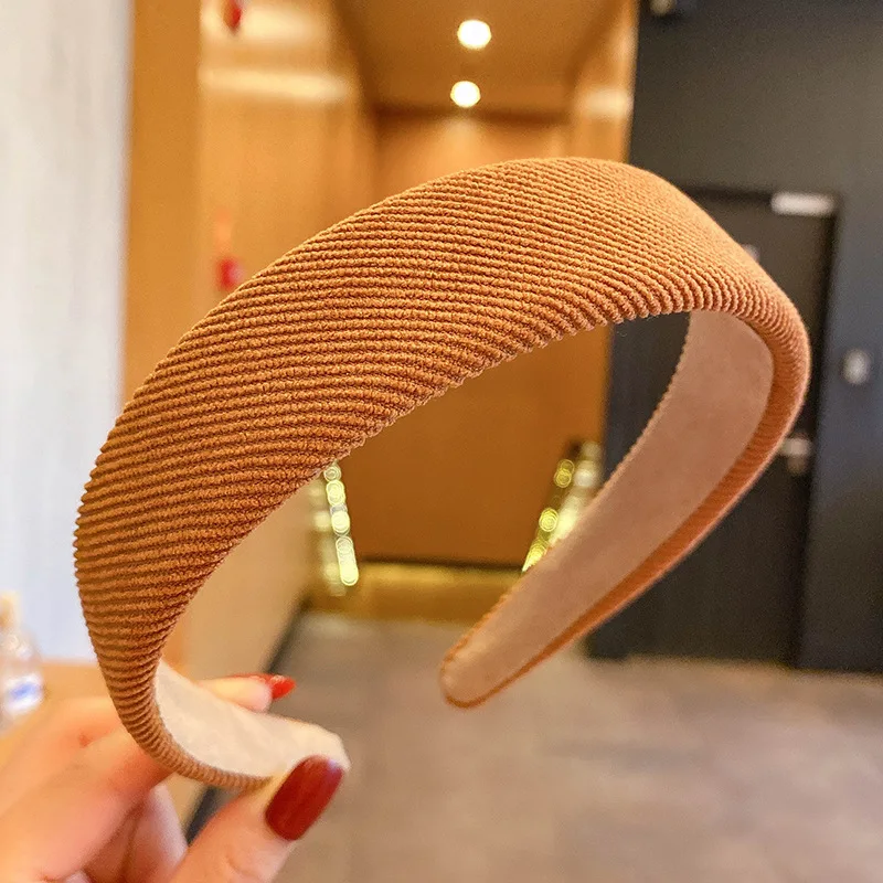 Повязка для волос женская широкий обруч из ткани с широкими полями милый в