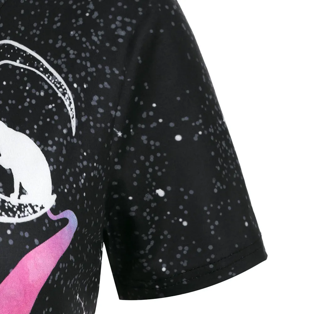 Винтажное платье трапециевидной формы с объемным принтом кота Луны и галактики