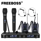 FREEBOSS FB-U400H2 4-канальная UHF Беспроводная микрофонная система с 2 боди-пакетами и 2 ручными микрофонами церкви семейной вечеринки