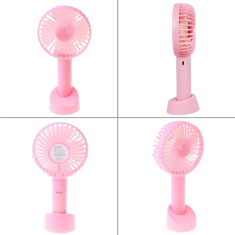 

Mini Handheld Fan Portable Rechargeable Battery Operated Cooling Desktop with Base 3 Modes for Home Office Travel Outdoor