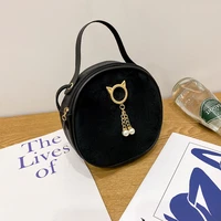 2021 korean version of the new winter fluffy small round bag mini fashion resus pearl handbag one shoulder stiletto bag handbags