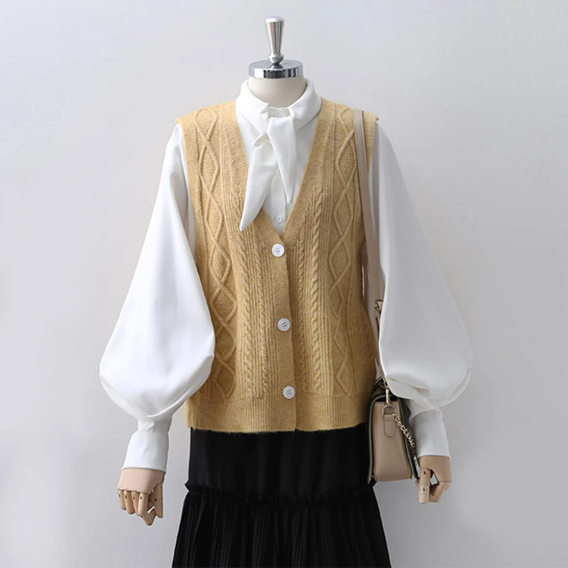Женский жилет с v-образным вырезом осень 2019 свитер Повседневный свободный без