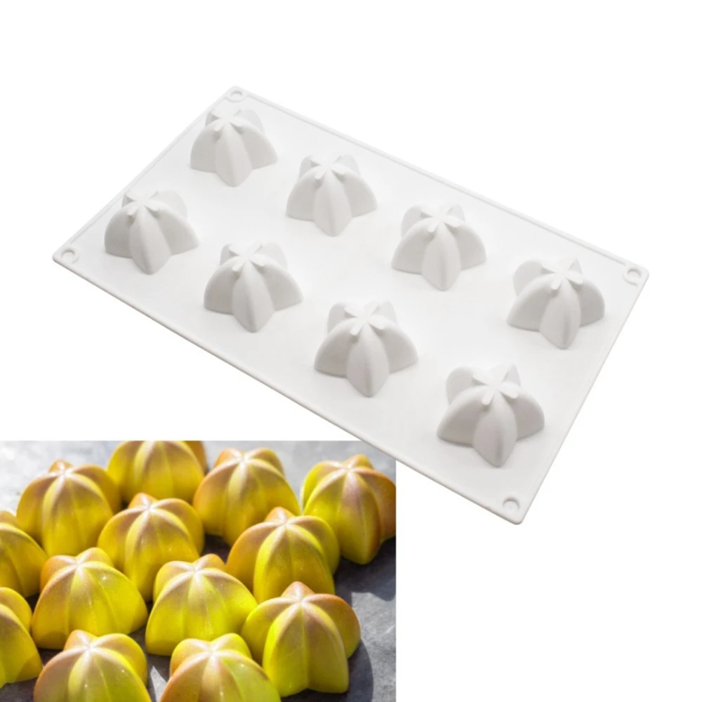 

8 ячеек, форма в форме звезды, силиконовая форма для мусса, торта, карамболы, фрукты, силиконовая форма, форма для шоколада, инструменты для ук...