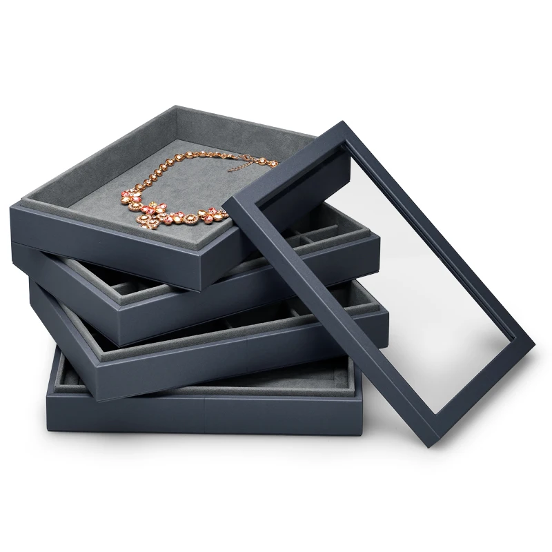 

OIRLV Jewelry Case Leather Ring Necklace Organizer Box Earring Display Stand Jewelry Storage Case Large Box