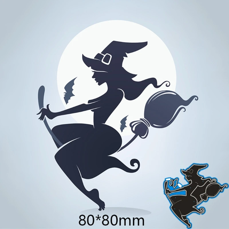 

Halloween Witch Broomstick Metal Cutting Dies Stencil Scrapbooking DIY Album Stamp Paper Card Mold Embossing