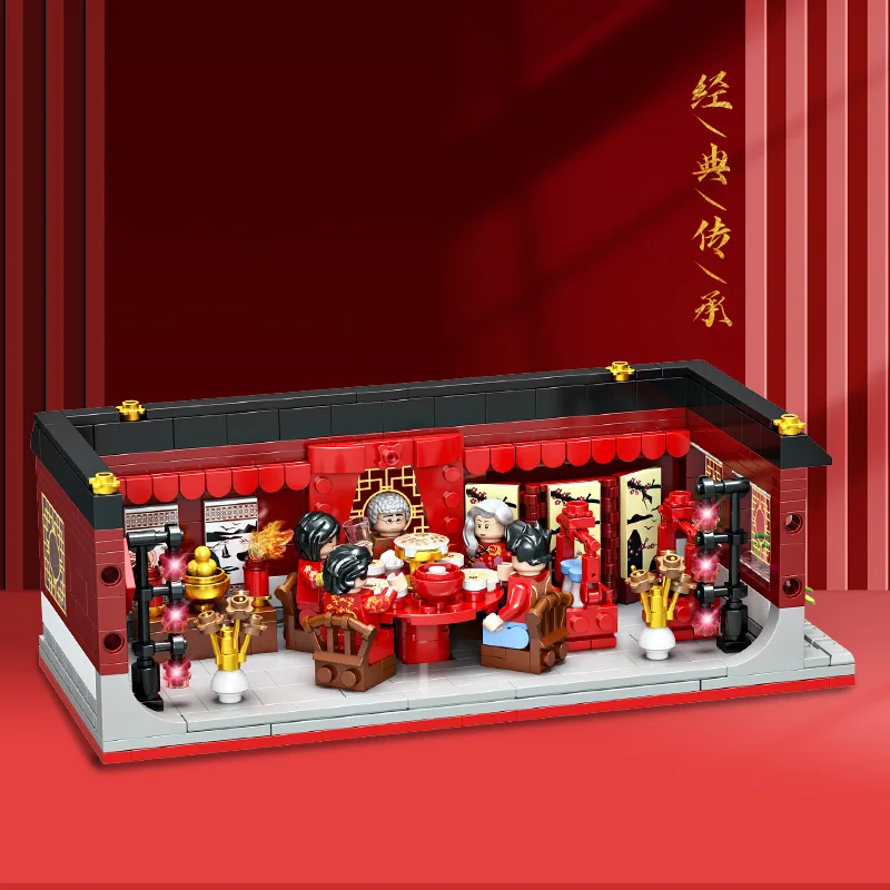 

Chinese Retro Wedding Ceremony Series Creator Classic Bride and Groom Figures Model DIY Mini Building Blocks Toys for Children