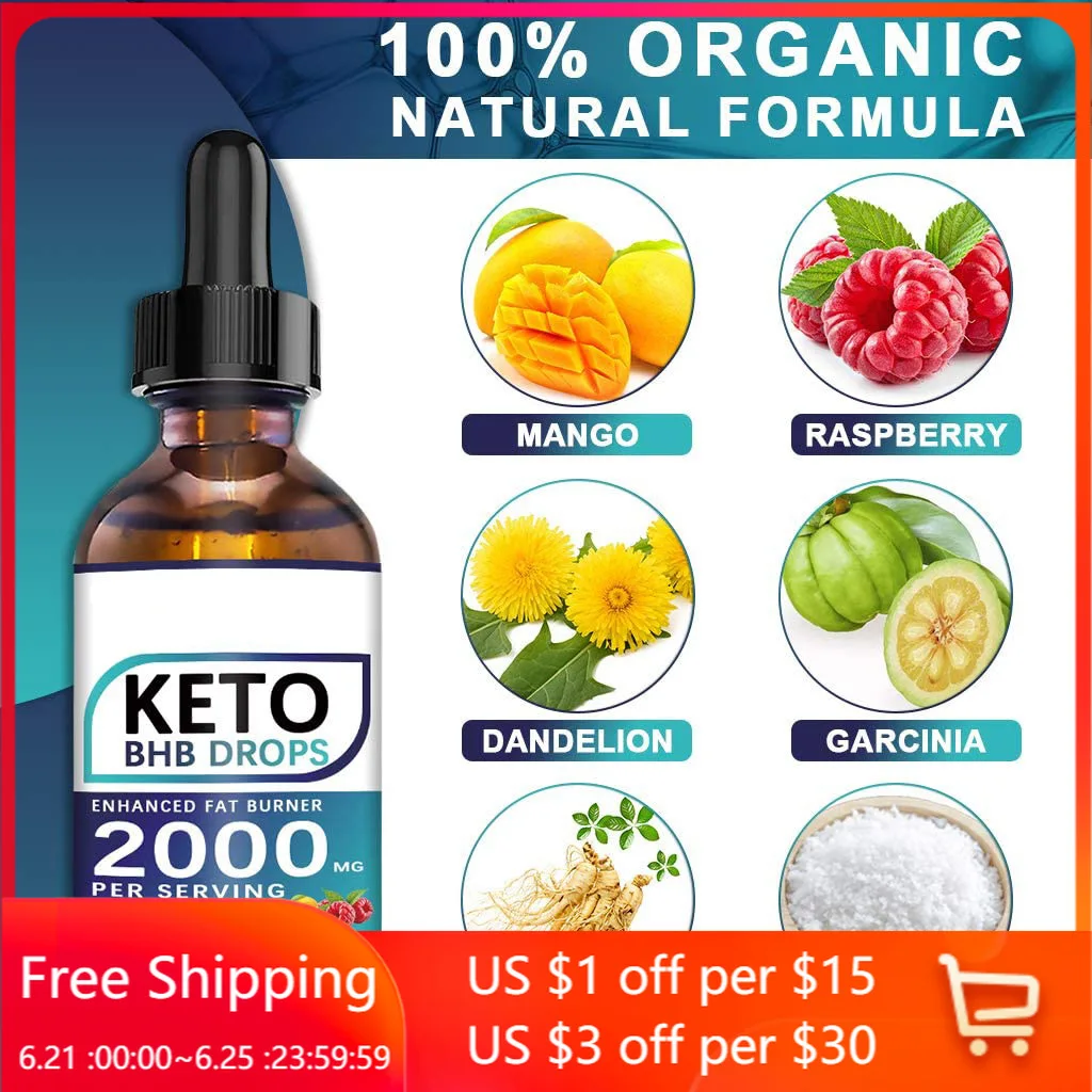 

60ML Keto Drops Fat Burner Formula To Boost Metabolism Keto Diet Drops Weight Loss Ketogenic Supplement For Men And Women