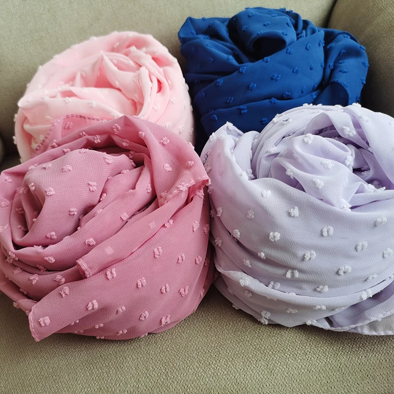 

Pom Pom Bubble Chiffon Wraps Hijab Womens Luxury Plain Long Shawls Muslim Scarves Female Bandana Long Shawl Turbanet Headscarf
