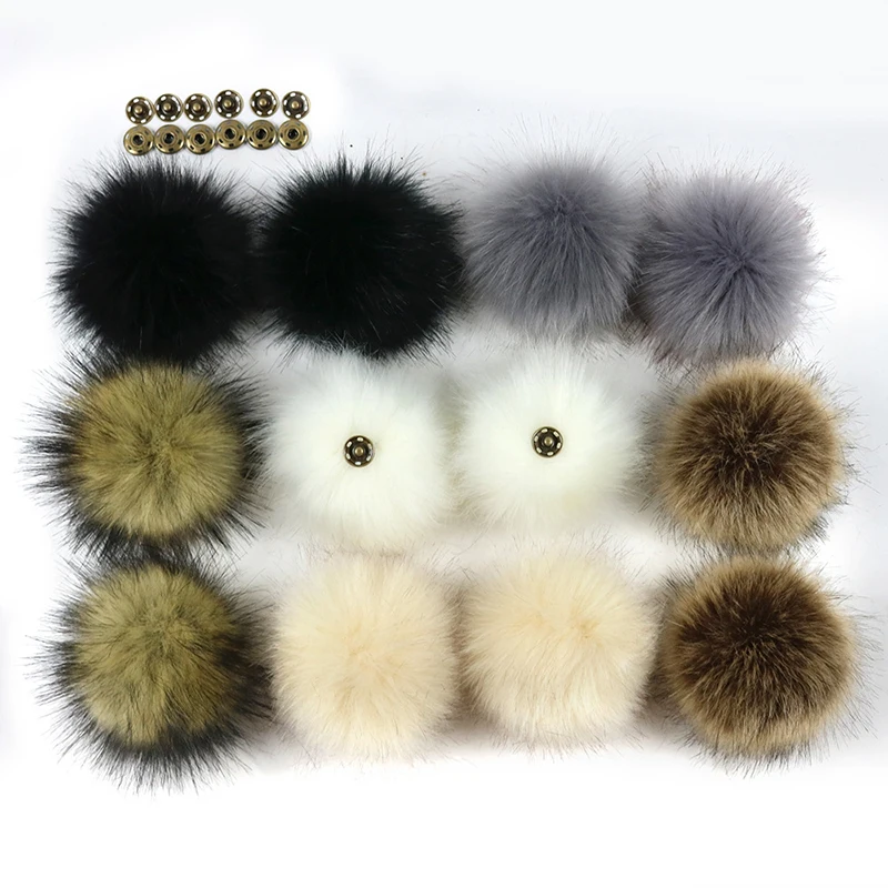 

DIY Colorful 10cm Dark Buckle Faux Fox Fur Pompoms Women Caps Shoes Accessory Fake Fur Ball DIY Jewelry Accessories Clothing