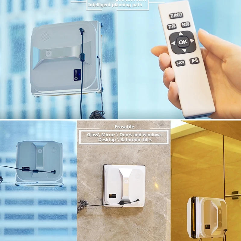 Window Cleaning Robot Machine 3000Pa Sensor Anti-drop Tile Wall Intelligent Recognition Of Borderless Glass | Бытовая техника