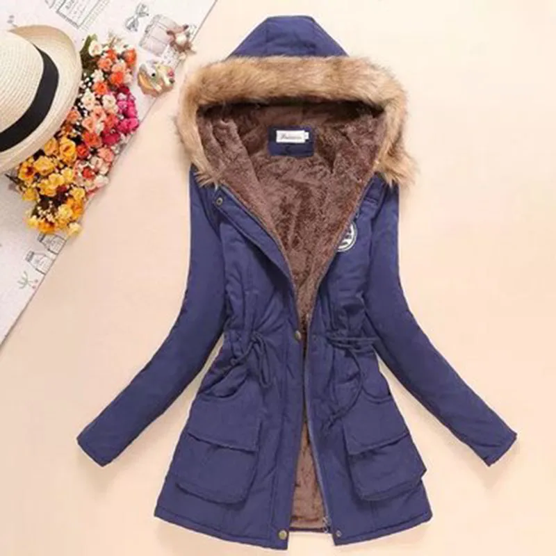 women winter coat European and American style new style ladies parka thick long-sleeved hooded cotton jacket