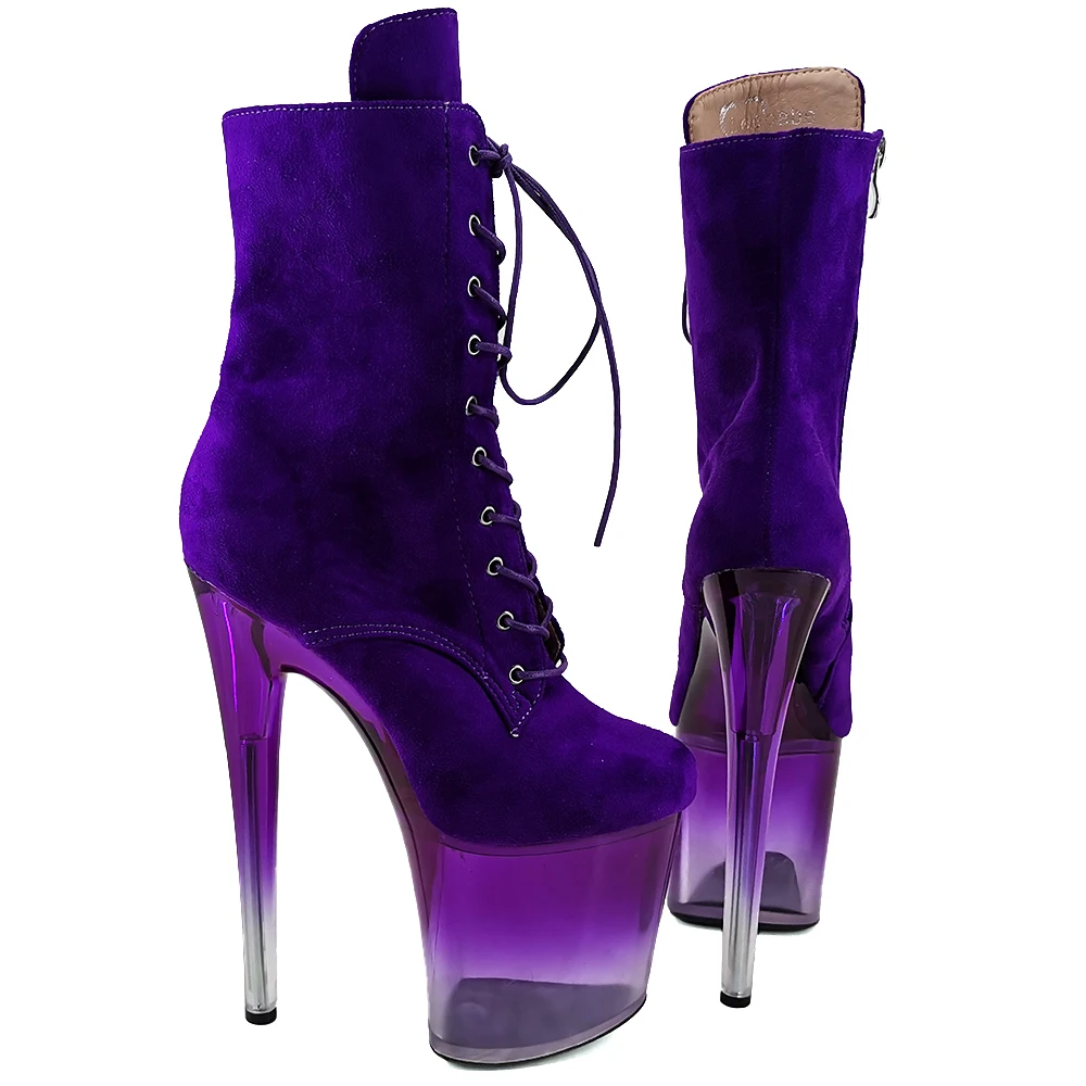 Leecabe/женские ботильоны на высоком каблуке 20 см/8 дюймов Фиолетовые ботинки со