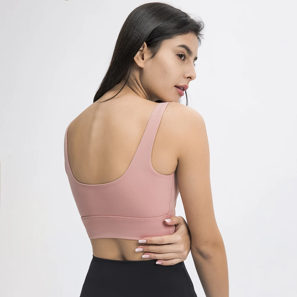 SHINBENE BACK DEEP-U Naked Feel Yoga Sports Bras Top Women Anti-sweat Padded Push Up Running Workout Bras Athletic Brassiere