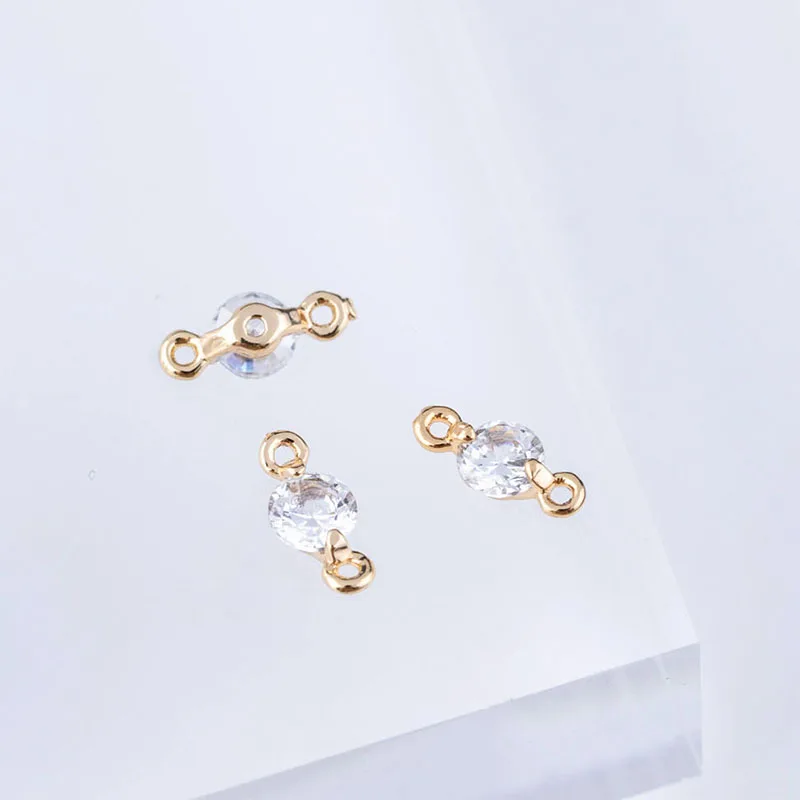 Позолоченная циркониевая бусина с двойным отверстием коннекторы для цепочек