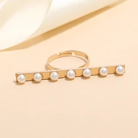 new ins 2021 multi beaded pearl rings geometric rings for women boho minimalist finger ring girls adjustable party jewelry gift