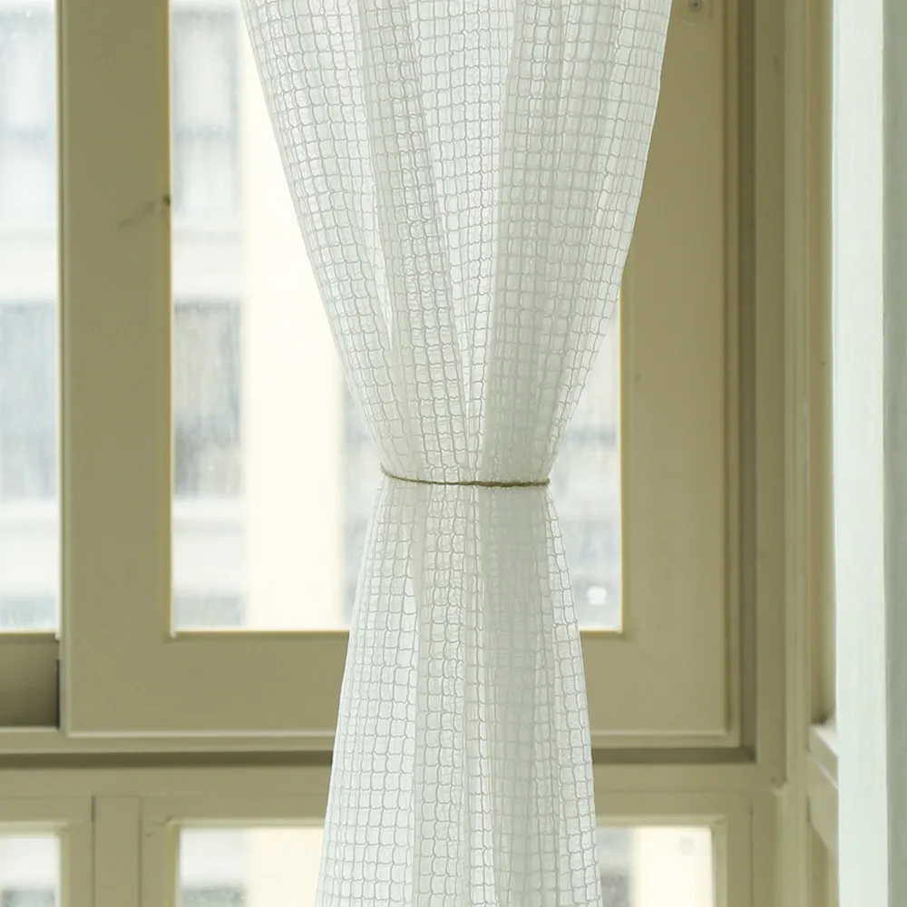 Современные модные простые белые занавески из тюля в клетку для гостиной