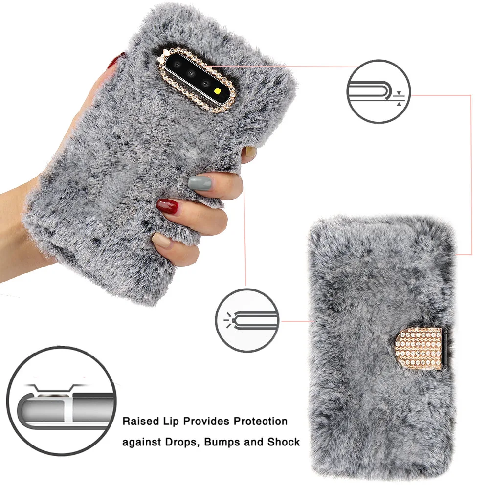 LLZ.COQUE Роскошный чехол-портмоне с откидной крышкой и функцией подставки чехол для телефона для samsung J3 J4 J6 J7 J8 A5 A6 A7 A8 Магнитная с Плюшевым Мехом на застежке чехол Coque