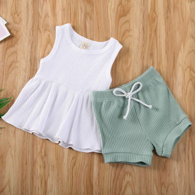 Новое летнее однотонное платье-майка без рукавов для маленьких девочек +