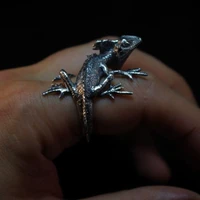 personality silver color lizard rings for motorcycle party men womens adjustable finger ring vintage jewelry punk accessories