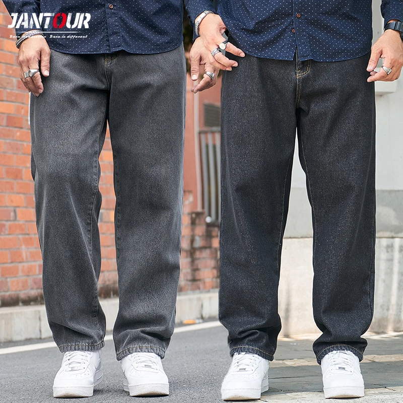 

Мужские джинсы свободного покроя, Прямые хлопковые брюки-стрейч с широкими штанинами, брендовая одежда, большие размеры 40 42 44 46, 2022