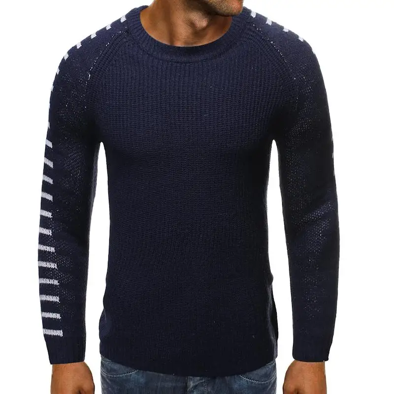 

Hollow Knitted Sweater for Men Striped Jumper White Navy Cashmere Sweater Tops pullovers Men's clothing Round neck