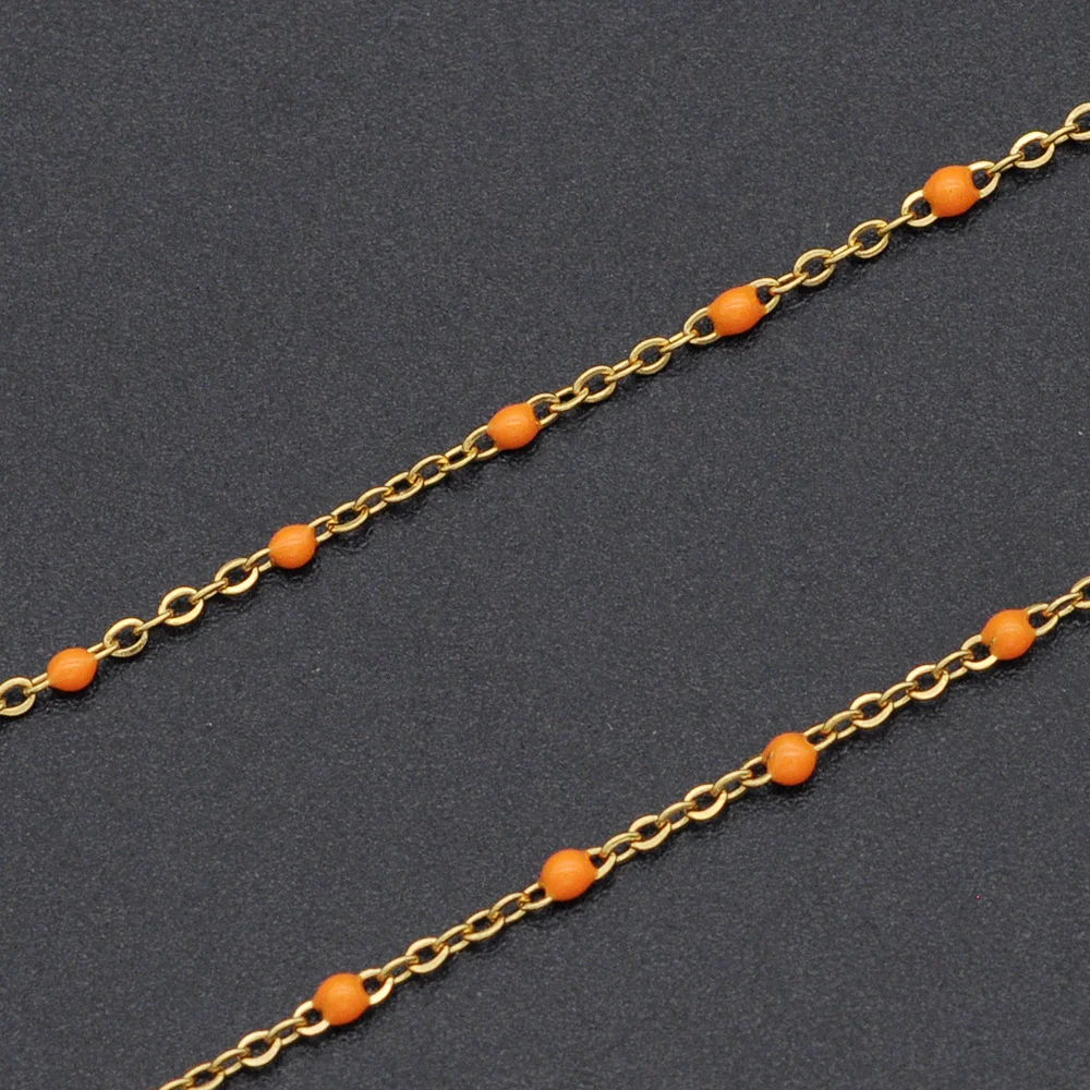 

30 Meters/lot 1.2mm Gold Plated Stainless Steel Enamel Ball Bead diy jewelry Making Chains Wholesale Bulk Chain Supply