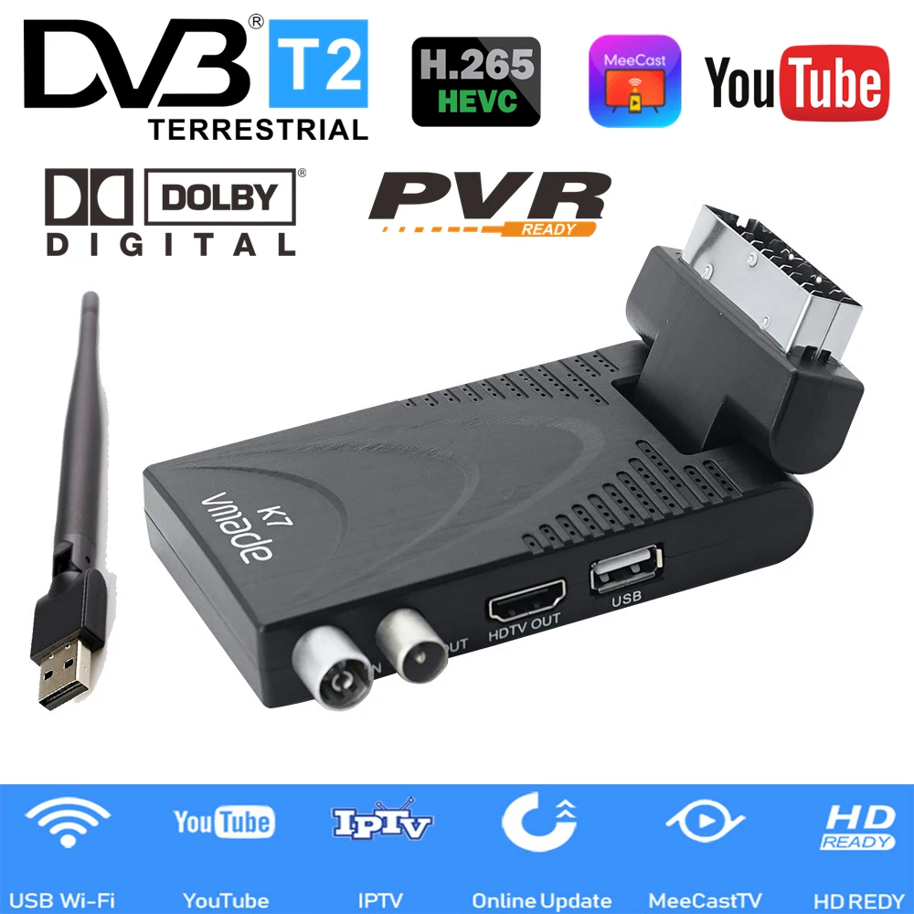 Цифровой ТВ-приставка DVB T2 с поддержкой ресивер DVB-T2 декодер H.265 Hevc youtube MeeCast T USB WIFI |