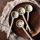 Ложка ручной работы в ретро стиле, креативная Милая керамическая ложка для кофе, ложка для супа