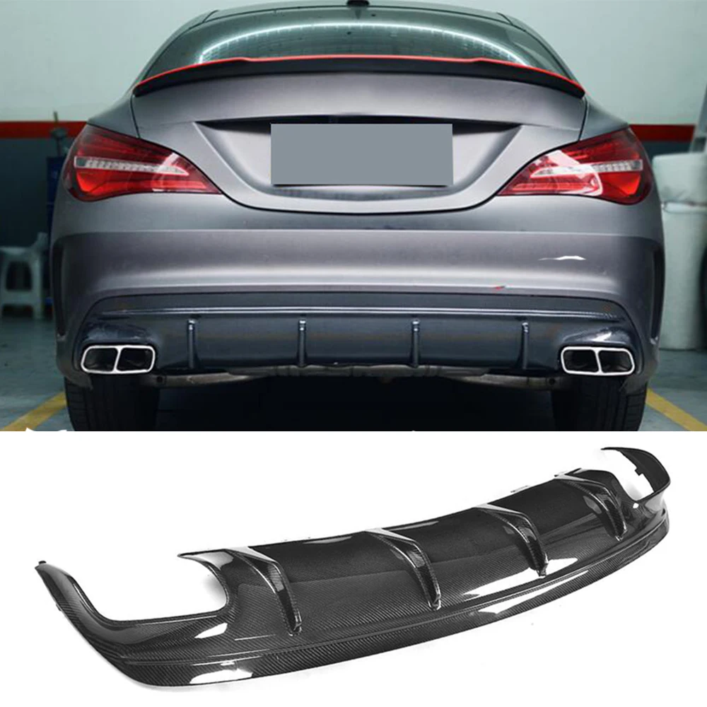 Углеродное волокно/Блеск черный диффузор для заднего бампера губа Mercedes Benz C117 W117