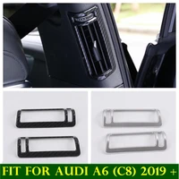 accessories car styling pillar b air conditioner ac outlet vent decor cover trim for audi a6 c8 2019 2022 matte carbon fiber
