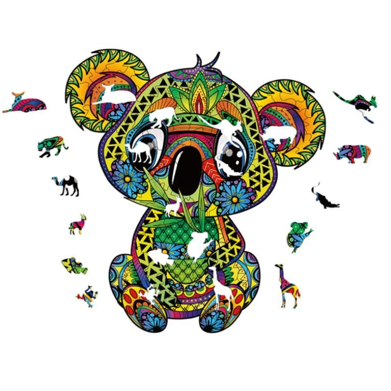 

Unique Shape Animal Shaped Wooden Jigsaw Puzzles Decompression Assembling Adults 54DF