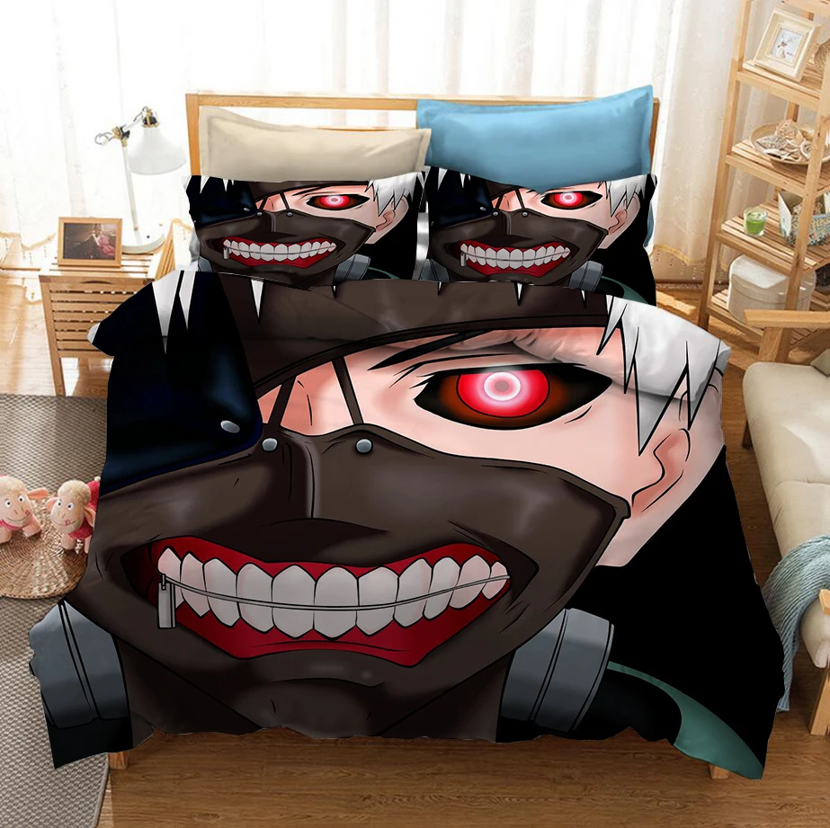 

Japan Anime Tokyo Ghoul 3D Printed Bedding Set Duvet Covers Pillowcases Comforter Bedding Set Bedclothes Bed Linen