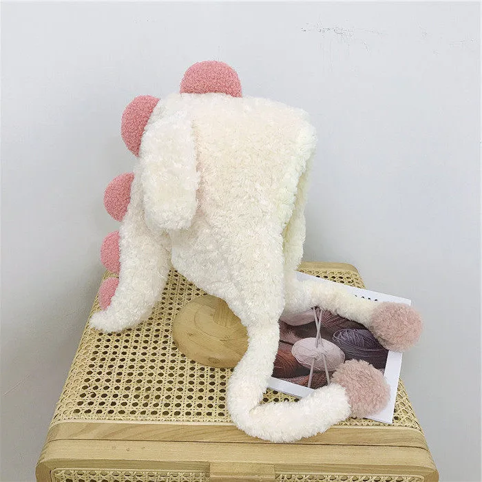 Смешная и движущаяся плюшевая шапка в форме динозавра милая мультяшная теплая с