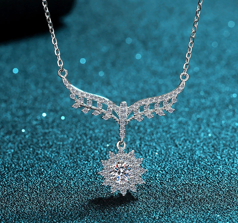 

Luxury high quality real 925 sterling silver fine jewelry necklace wing pendant chain neck accessories engagement weddiing