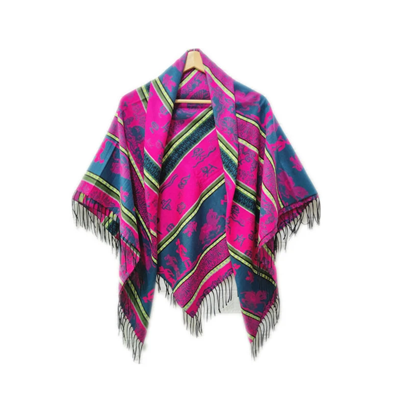 Большой квадратный шарф в этническом стиле стильный шаль женская теплая для