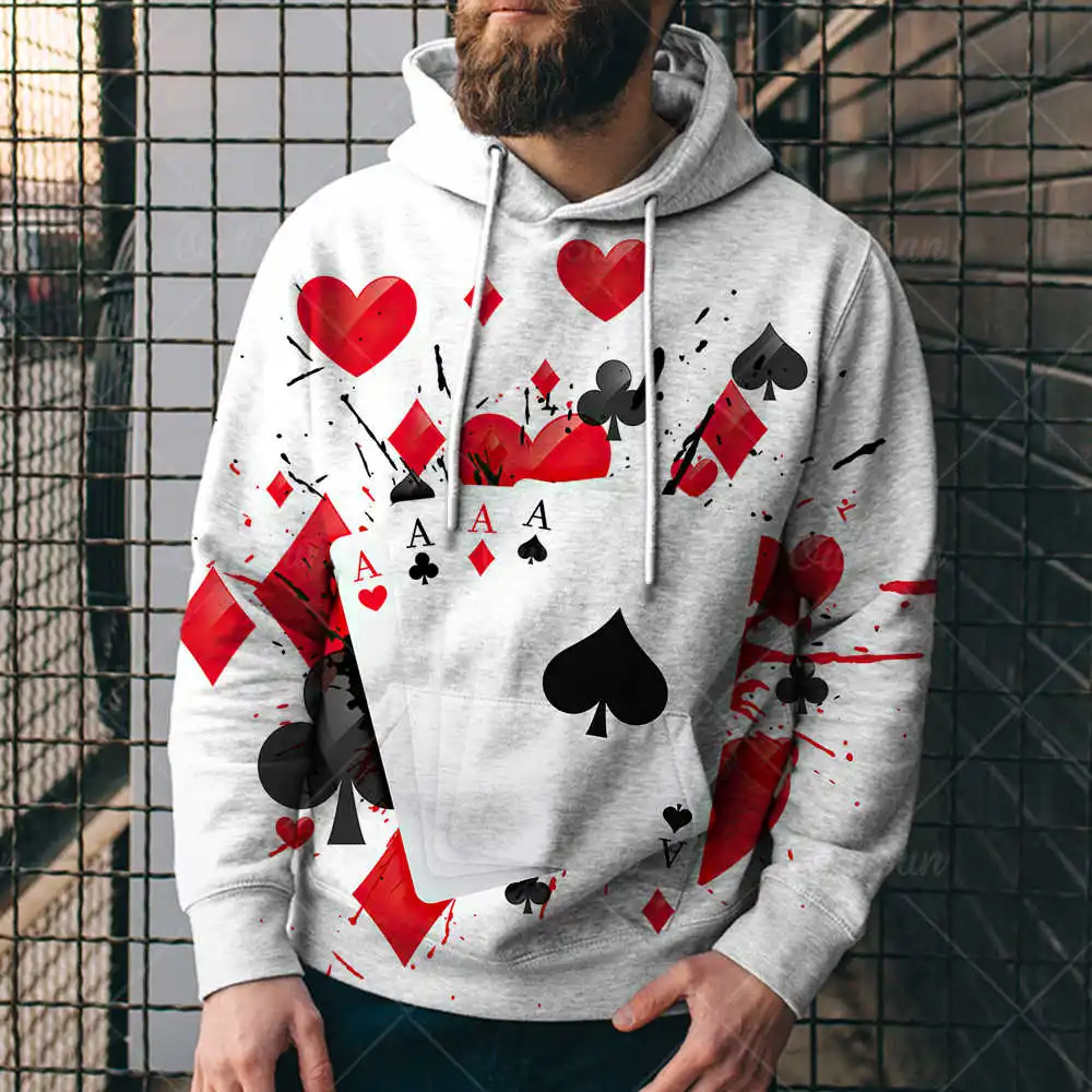 

Poker 3D Printed Men's Hoodies Harajuku Pullover Hip Hop Spring And Autumn Round Neck Hoodie Men Oversized Hoodies Men's Clothes