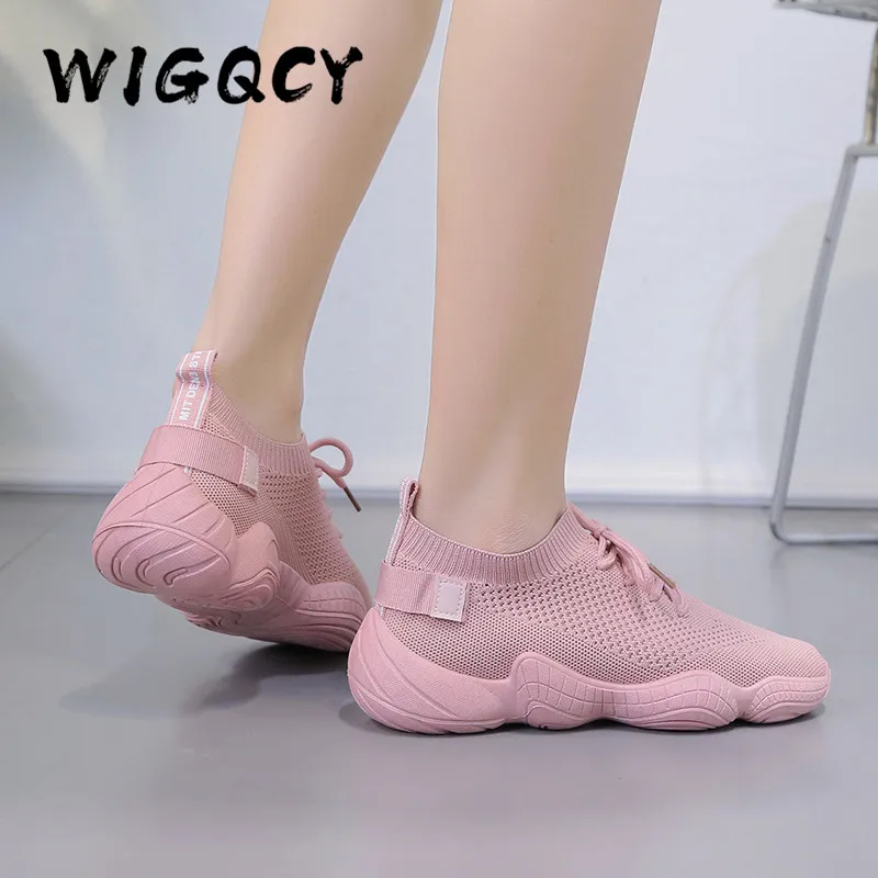 Женские сетчатые кроссовки дышащие на шнуровке Вулканизированная подошва