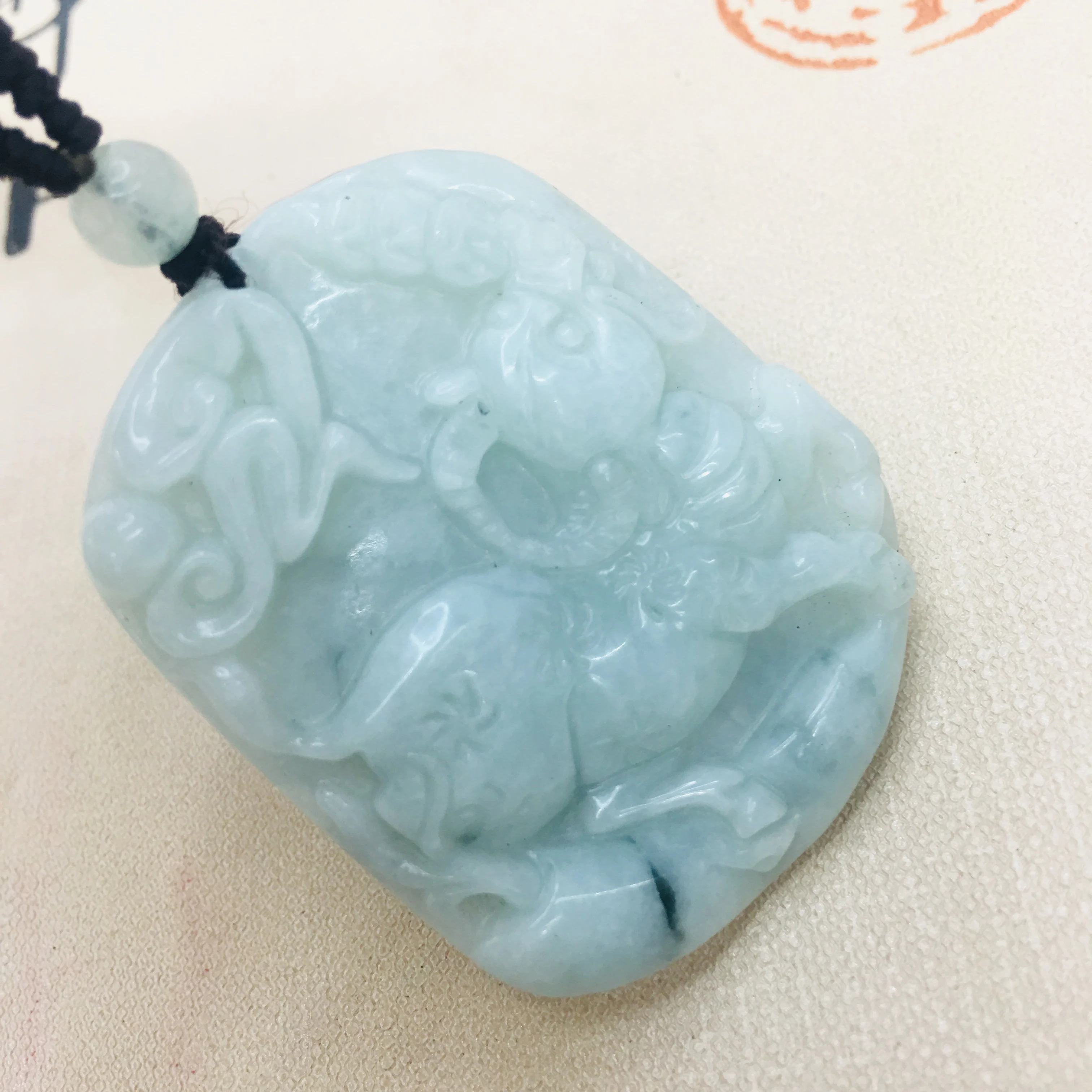 Натуральный изумрудный нефрит ручная работа подвеска большой удачи овца с