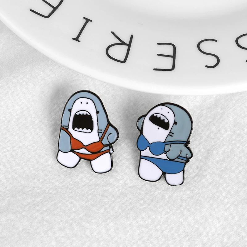 Гуманоидные женские заколки акулы крик Япония сумо борец Броши сумка с меткой