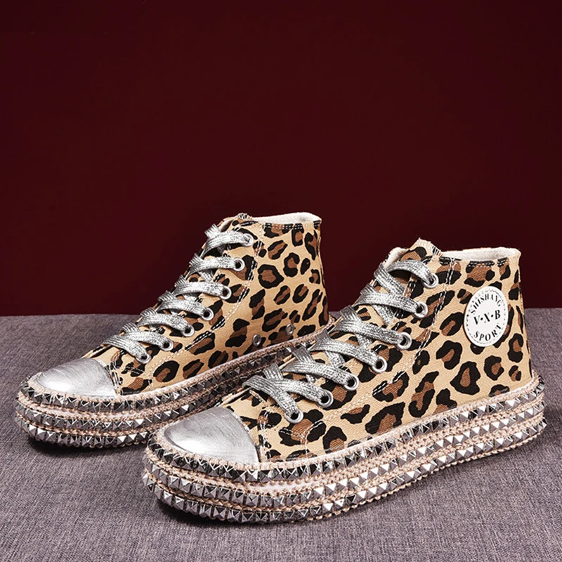 Женские летние сексуальные леопардовые парусиновые кроссовки для отдыха на