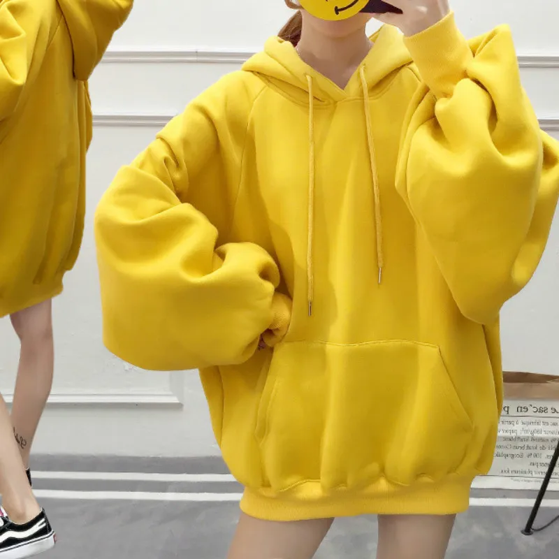 

Women Oversized Sweatshirt Long Puff Sleeve Hoodies for Ladies White Pink Black Spring Autumn Pullovers Sweatshirts Female