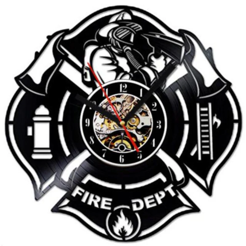

Пожарная станция, винтажные подарочные настенные часы с виниловой пластиной и логотипом пожарного отделения