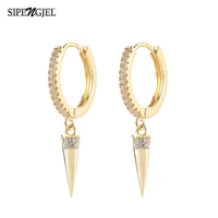 sipengjel fashion punk geometric rivet hoop earrings hip hop spike circle huggies earrings for women wendding party jewelry gift