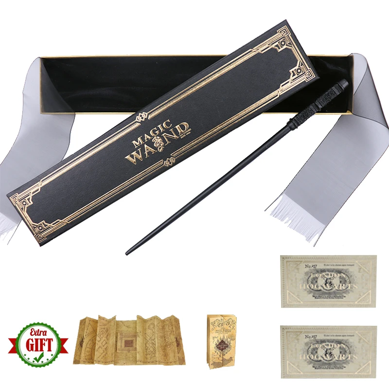 

New Arrival Metal Iron Core Snape Magic Wand Dumbledore Magical Sticks Tickets and Map As Gift Elegant Ribbon Gift Box Packing